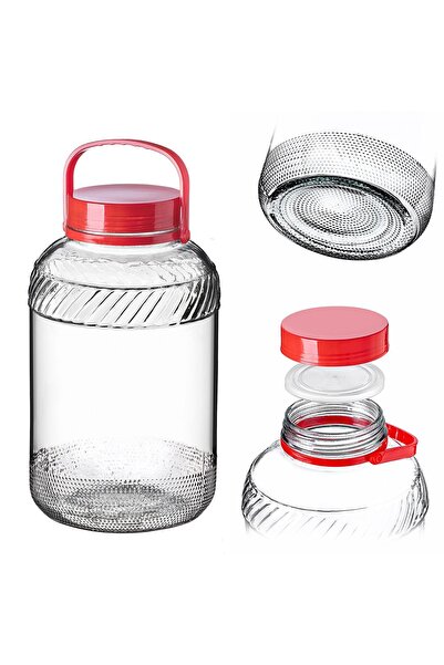 KADAX Borcan de sticlă 8L cu capac cu filet și mâner pentru murături de varză...