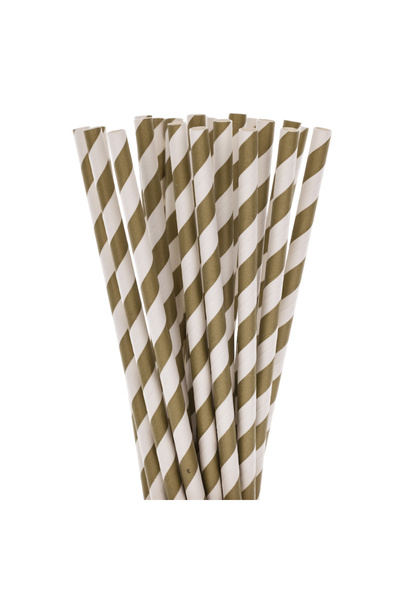 Paper Straws Set de 25 de paie de hârtie, albe cu dungi