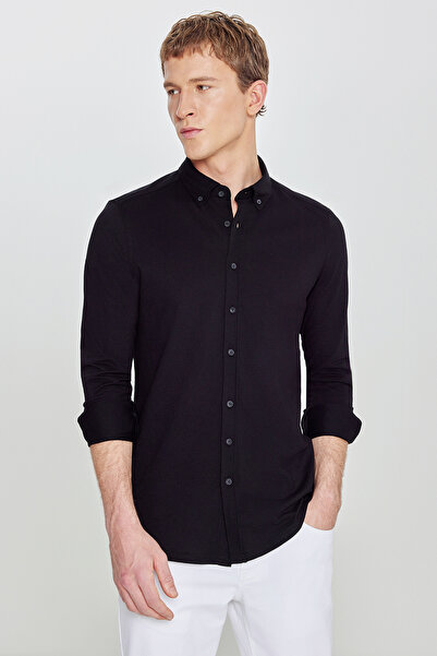 ALTINYILDIZ CLASSICS Men's Black Cotton Pack Slim Fit Slim Fit Button-Down Co...