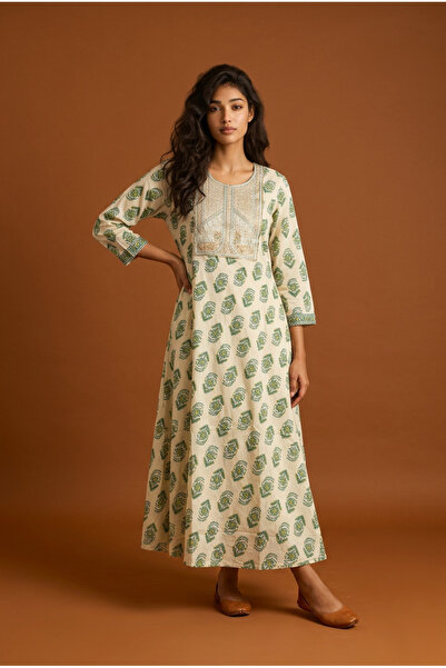 Mabrook Jalabiya 100% قطن - فستان ماكسي نسائي بقصة A-قَصّة على شكل A - جلابيا...