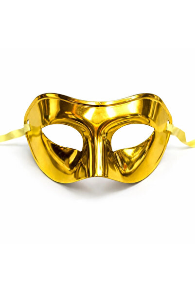 Lisinya قناع حفلات معدني لامع ذهبي اللون 16x7 سم - TYGOO