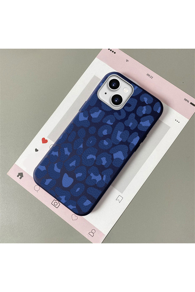 CASEVIBE iPhone 14 Plus/15 Plus Uyumlu Şık leopar desenli, deri dokulu telefo...