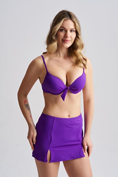 AQUAVİVA Set bikini de damă Samira din trei piese cu fustă, mov