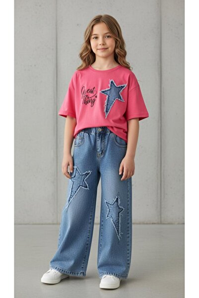 NURTOPU Set pentru fete, 2 piese, vară, cu mâneci scurte, bumbac bumbac moale...