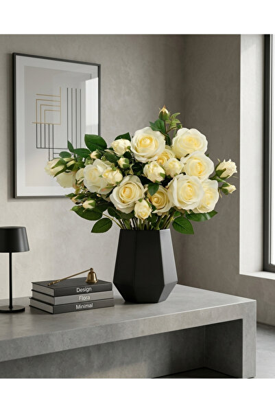 ERDEN Gerçekçi Görünümlü Yapay Çiçek, Islak Gül, 63 cm - Ev ve Ofis Dekoru (V...