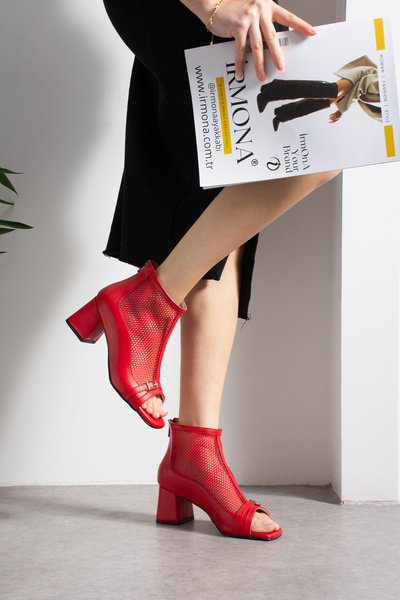 BERFONA RANIA RED D Δερμάτινο ΔΙΧΤΥΩΤΟ ΜΠΟΤΑΚΙΑ ΜΕ ΦΕΡΜΟΥΑΡ ΚΑΙ ΤΑΚΟΥΝΑ 5 ΕΚ.