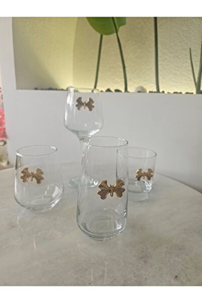 MİMSEGÜN DEKOR Gold Butterfly Figured Soft Drink Cup Single