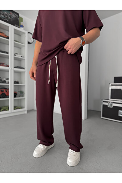 BYBASICMAN Trening larg din material textil roșu Claret modal JJ-137
