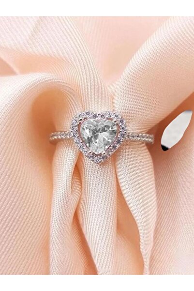 deryora خاتم من الفولاذ قابل للتعديل مع حجر الزركون بتصميم قلب