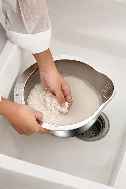 EWs مصفاة لغسل المعكرونة والأرز والخضار والفواكه من الفولاذ المقاوم للصدأ مقا...