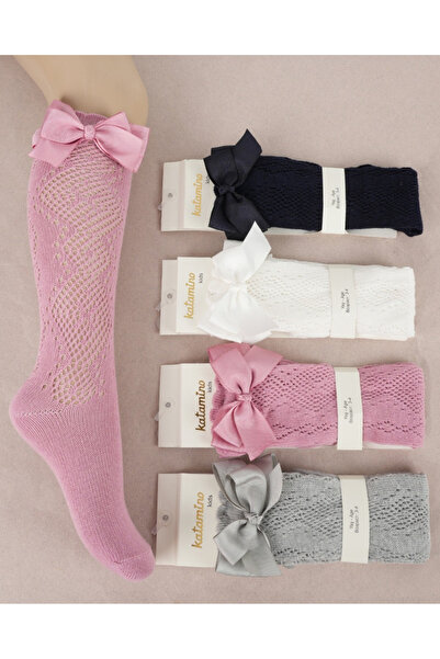 Katamino Girl's Knee-Length Bamboo Bow Socks