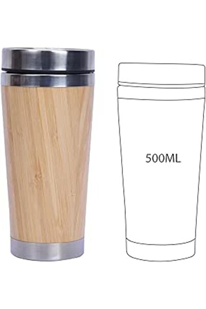 Generic Bamboo Coffee Flask – 450 ml Insulated Stainless Steel Mug