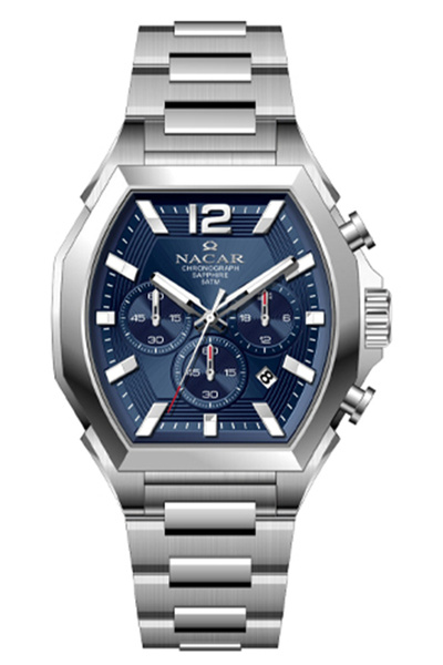 Nacar Sapphire Glass Sports Silver - Blue Men's Wristwatch Nc08-29430744-Alm