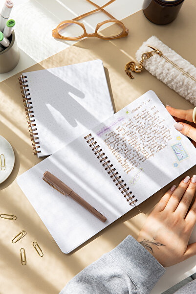 PAPERORA 15x16 Spiralli Karton Kapak 2'li Noktalı Not Defter Seti - Puantiye