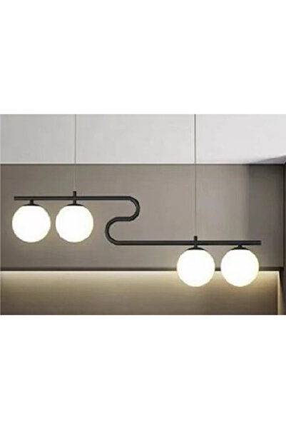 X-light 9803-4 BK, Modern black metal pendant chandelier with 4 glass shades,...