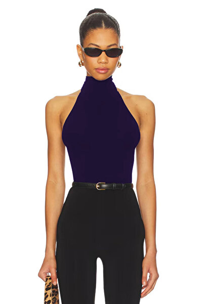 AFR CLOTHES Body negru pentru femei, cu spatele deschis, cu două straturi, di...