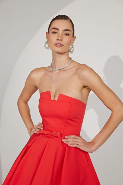 NOK İSTANBUL Dusk Volume Mini Dress Red