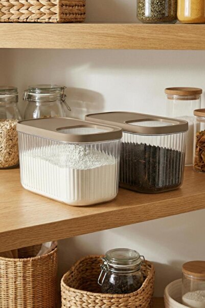 EWs مجموعة من 2 حاوية تخزين متعددة الاستخدامات سعة 7.5 لتر مع غطاء منزلق من م...