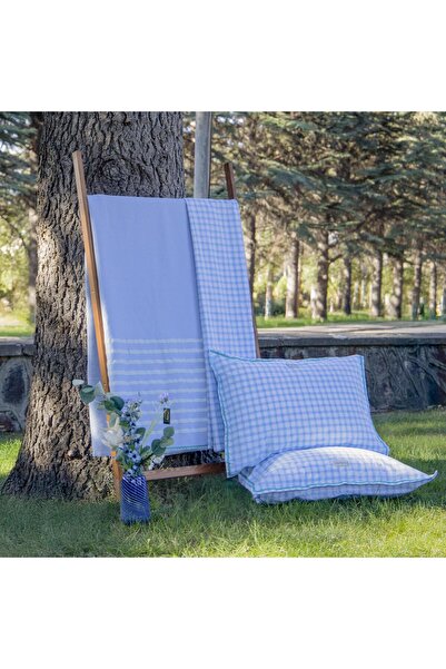 Sarev Almira-Z Blue Double 100% Cotton Pique Bedspread Set