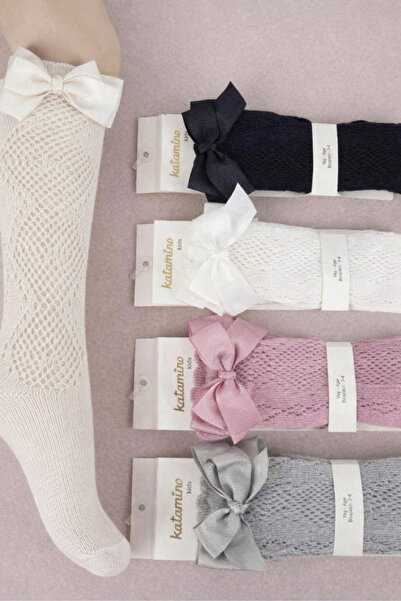 Katamino Girl's Knee-Length Bamboo Bow Socks