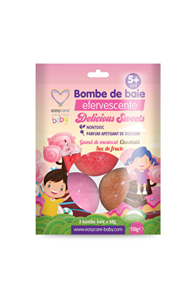 easycare Bombe de baie Delicious Sweets, pentru copii, 3 x 50 g, Bebeluși