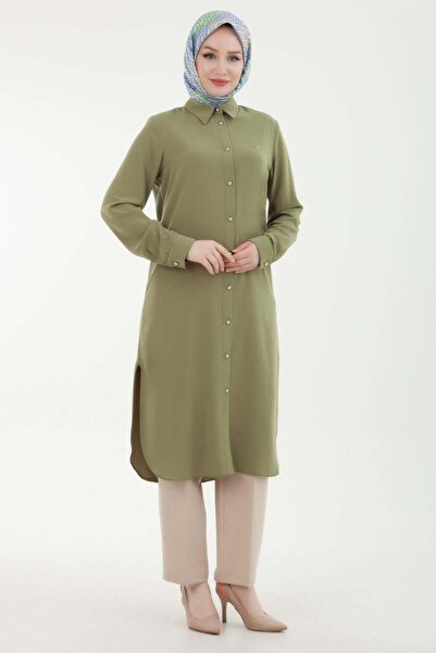 Armine TREND Tunica cu guler de cămașă, cu manșete și nasturi, verde ulei 24Y...