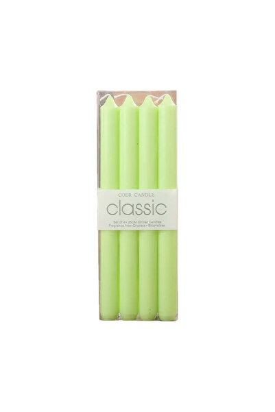 Trendyol Generic Classic Dinner Candles | Green | Set of 4 (25cm) | Smokeless...