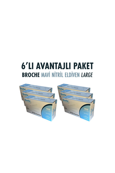 Broche MAVİ NİTRİL ELDİVEN LARGE 6LI AVANTAJLI PAKET