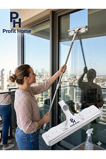 Profit Home Latched Cloth Attachment Extendable Glass Squeegee, High-Reach Gl...