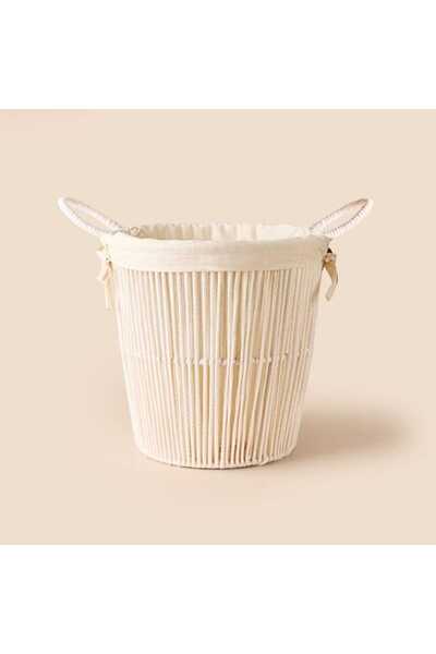 Simple Living Boho Style Çok Amaçlı Astarlı Hasır Sepet - Ekru -16 lt
