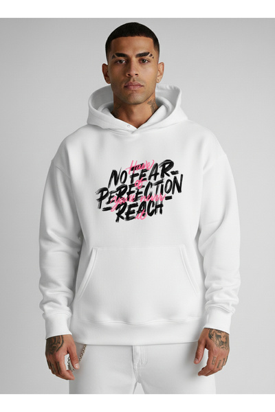 VODEXA Muška majica sa kapuljačom NO FEAR, unisex, velika veličina, 100% pamuk