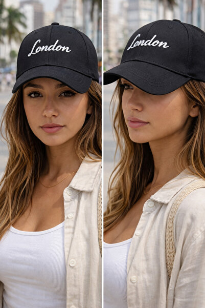 ZERAMİNE Șapcă de baseball unisex neagră cu broderie London – Șapcă sport cas...