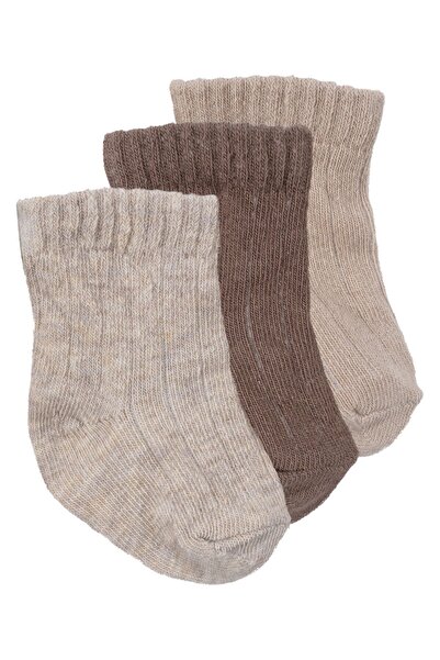 bebegen جوارب للجنسين باللون البيج والبني مكونة من 3 قطع من 0 إلى 6 أشهر