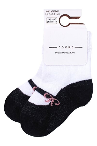 bebegen Baby Girl Black White Ballet Flats Patterned Socks 0-12 Months