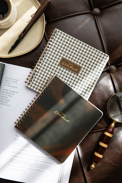 PAPERORA 15x16 Spiralli Karton Kapak 2'li Kareli Not Defter Seti - Kahverengi...