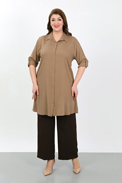 By Alba Collection Γυναικείο Βαμβάκι Βισκόζη ίσιο τουνίκ μεγάλου μεγέθους βιζόν