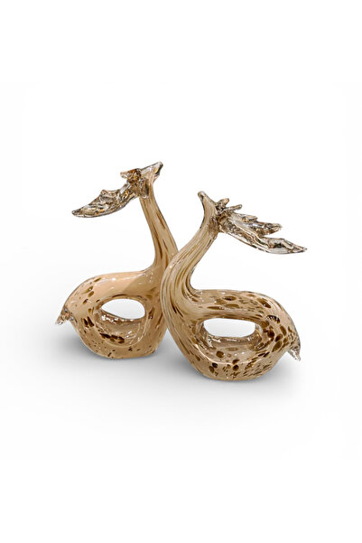 Mioletti Açık Kahve Üfleme Cam Geyik Obje Set