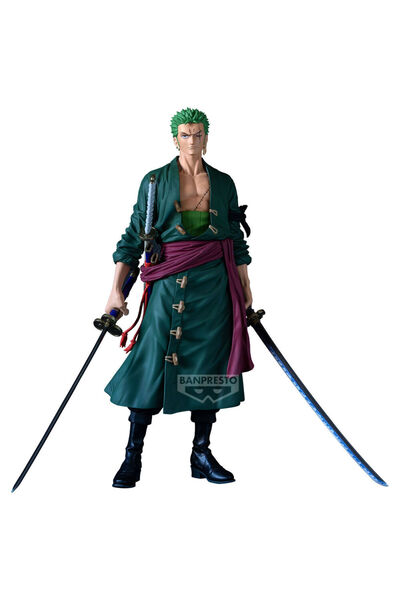 Banpresto تمثال رورونوا زورو من سلسلة ون بيس، مصنوع من مادة PVC عالية الجودة.