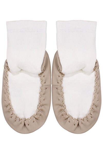 bebegen Unisex Ecru Brown Flat Socks