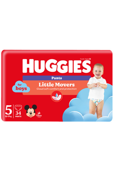 Huggies Scutece pentru băieți, mărimea 5, 12-17 kg, 34 buc.