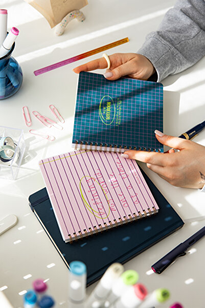 PAPERORA 15x16 Spiralli Karton Kapak 2'li Çizgili Not Defter Seti - Lacivert