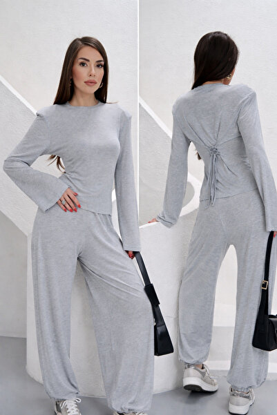 Paw Garage Women's Mark Viscose Padded Shoulders Long Sleeve T-Shirt Set with...