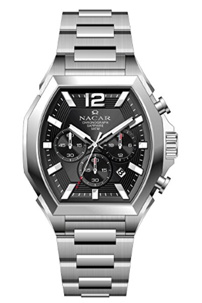 Nacar Sapphire Glass Sports Silver - Black Men's Watch Nc08-29430744-Abm