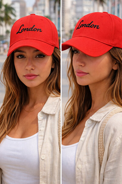 ZERAMİNE Șapcă de baseball unisex roșie cu broderie London – Șapcă sport casu...