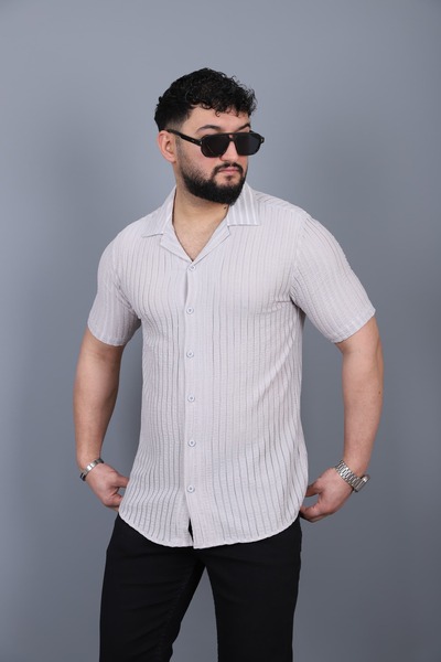 L-KOM Men's Striped Knitted Shirt