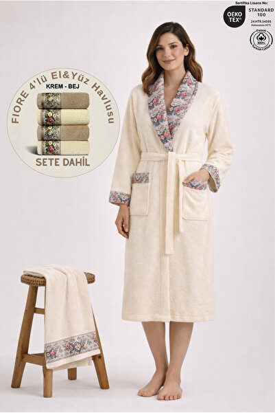 Ellaline Set de 6 piese FIORE pentru femei, compus din halat de baie bumbac 1...