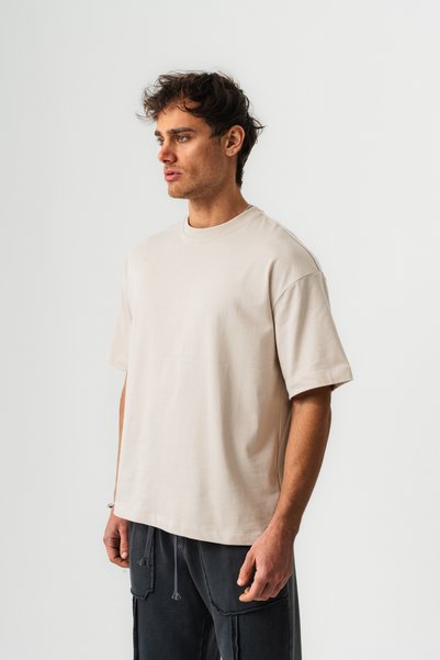 BORZ Men's 100% Cotton Oversized Fit Crew Neck Basic T-Shirt