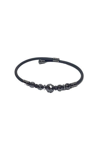 Janti Jtss26Blk1771 Stainless Steel Bracelet Genuine Leather Leather but with...