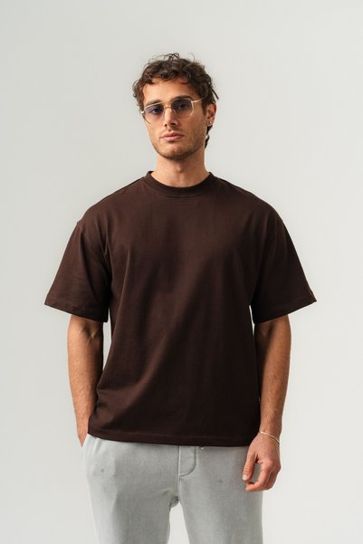 BORZ Men's 100% Cotton Oversized Fit Crew Neck Basic T-Shirt