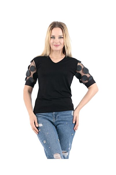 Arzulica Bluză neagră prințesă Kol viscoză